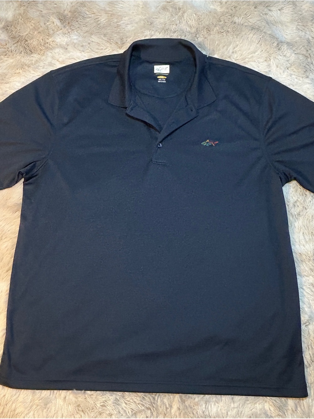 Greg Norman Collection Dark Navy Polo with Multi-Color Shark Logo